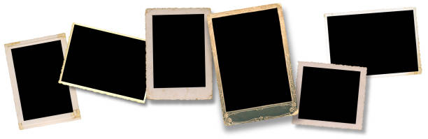 istock real six blank old pictures, clipping path for the inside, vintage frame 806086272