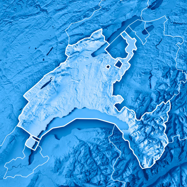 istock Vaud Canton Switzerland 3D Render Topographic Map Blue Border 806132014
