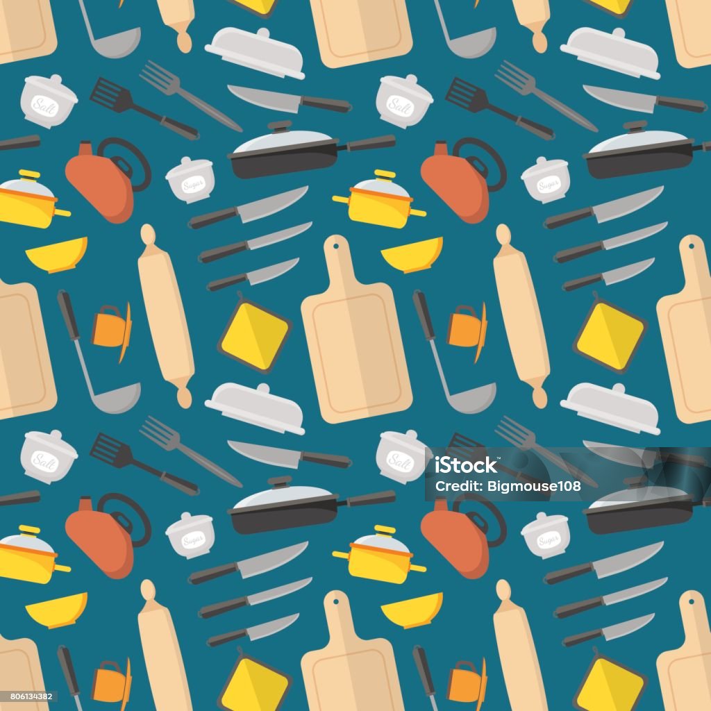 Cookware Background Cartoon Cookware Background Pattern Vector Stock Illustration ...
