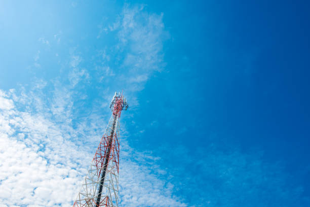 istock Telecommunication mast with blue sky,Cell tower and radio antenna 806137036