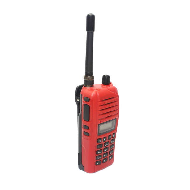 istock Red radio communication on white background 806139280