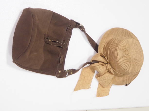 istock leather shopping bag and woven 806142202
