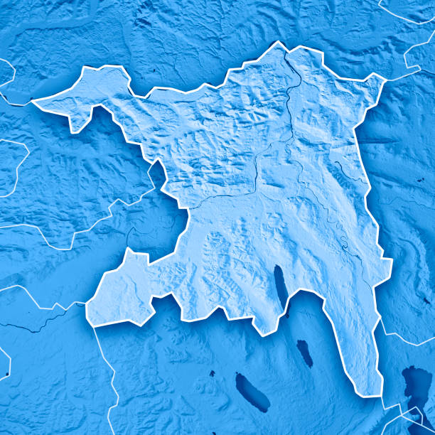 istock Aargau Canton Switzerland 3D Render Topographic Map Blue Border 806149824