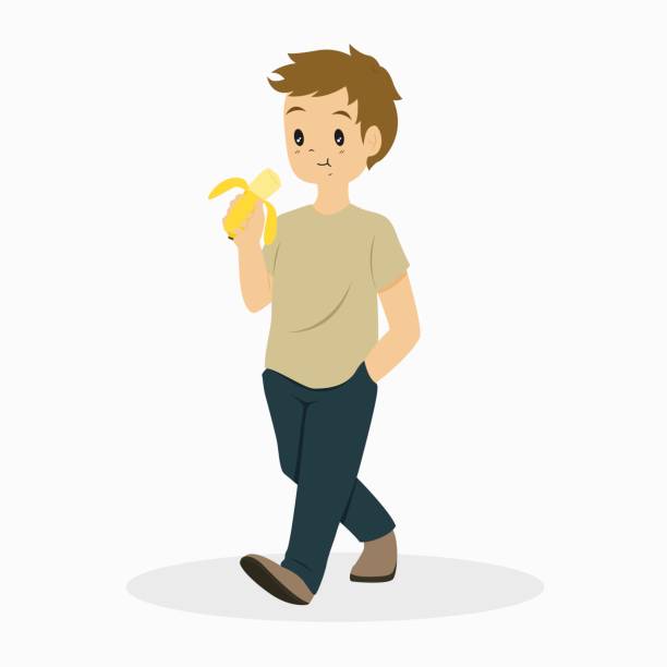 Man Eating Banana Vector Stock Illustration - Download Image Now - Adult,  Art, Banana - iStock