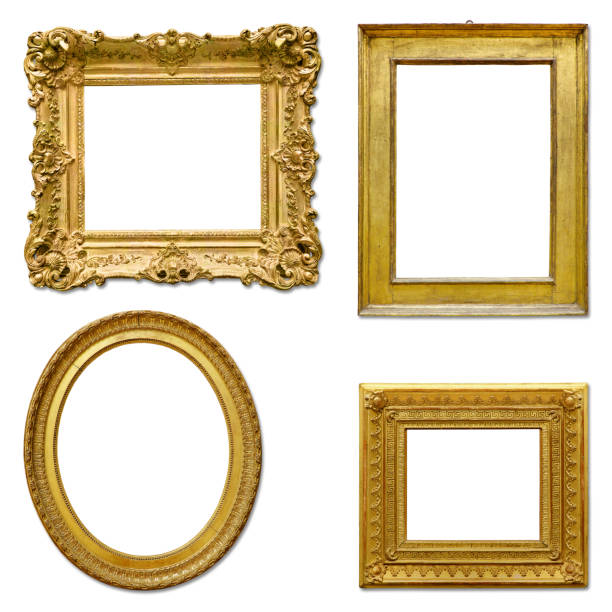 istock Set of golden vintage frame isolated on white background (Clipping Path) 806176064