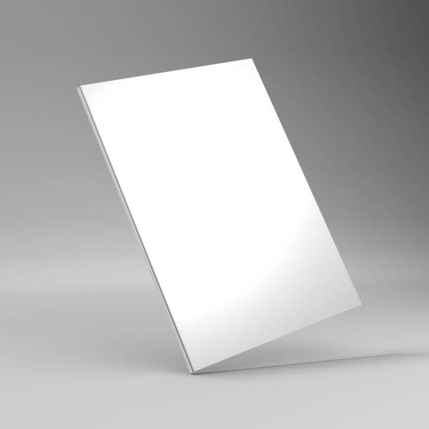 istock Blank vertical book and magazine cover template with pages in front side standing on white surface Perspective view. 806178566