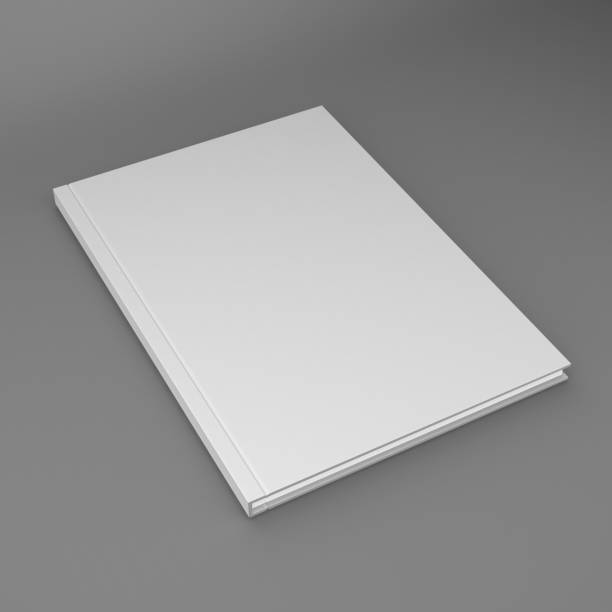 istock Blank vertical book and magazine cover template with pages in front side standing on white surface Perspective view. 806178874