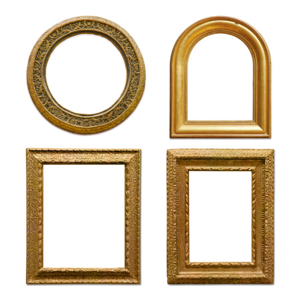 istock Set of golden vintage frame isolated on white background (Clipping Path) 806183576