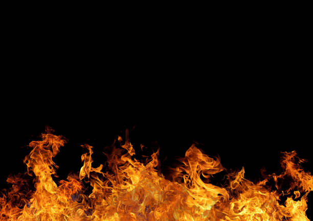 istock Beautiful stylish fire flames, against the Black background 806197094