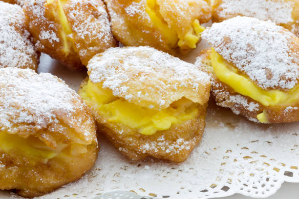 istock Handmade krapfen filled with pastry cream 806235992