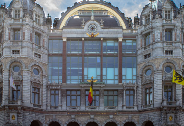 The old beautiful railway station in Antwerpen Belgium