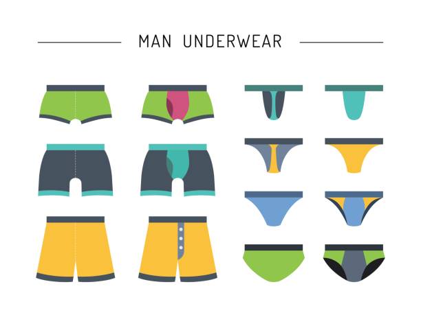 ilustrações, clipart, desenhos animados e ícones de roupa de roupa interior de homem - underwear men shorts isolated