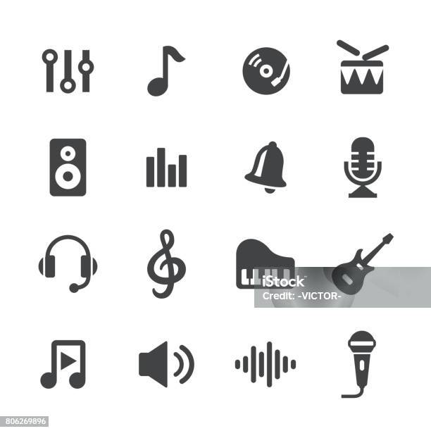 Music Icons Acme Series Stock Illustration - Download Image Now - Icon Symbol, Music, Musical Note