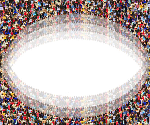 istock abstract and blurred circles of people with empty middle 806278504