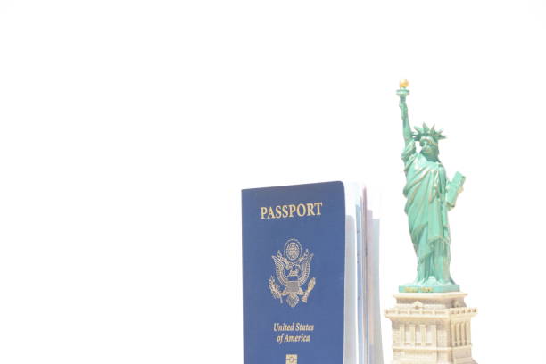 istock Statue of Liberty with an American passport 806290106