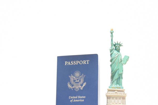 istock Statue of Liberty with an American passport 806290170