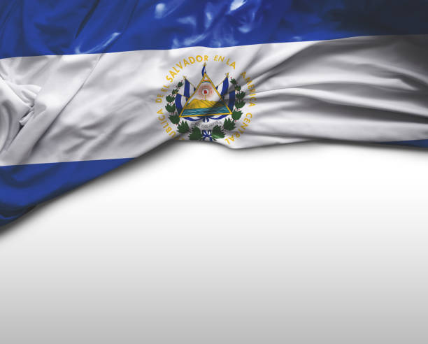 el salvador waving flag - salvadoran flag imagens e fotografias de stock