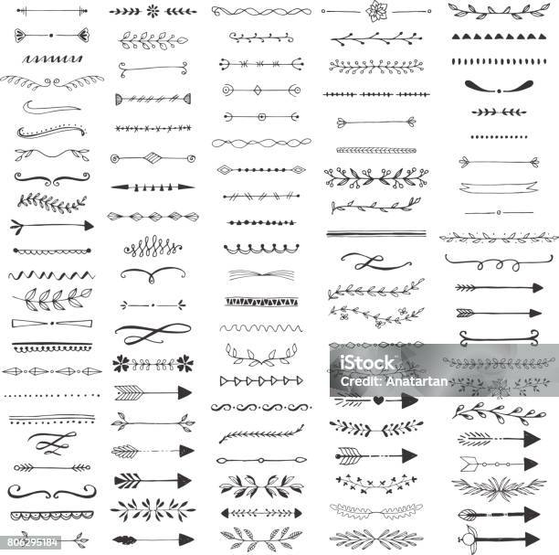 Hand Drawn Ink Dividers And Lines Isolated Vector Stock Illustration - Download Image Now