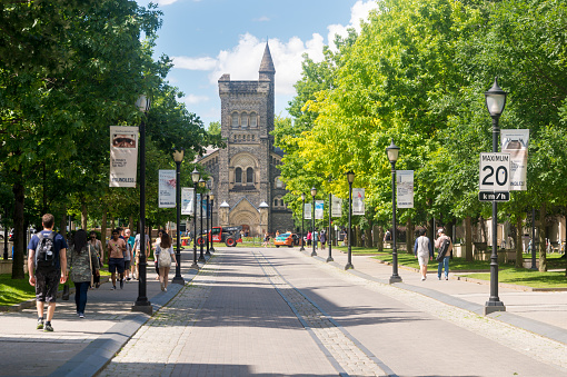 Toronto, Canada - August 29, 2023:  Hart House is a student activity centre at the University of Toronto. Established in 1919, it is one of the earliest North American student centres