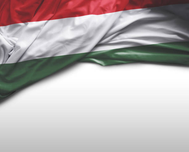 ハンガリー手を振るフラグ - hungarian flag ストックフォトと画像