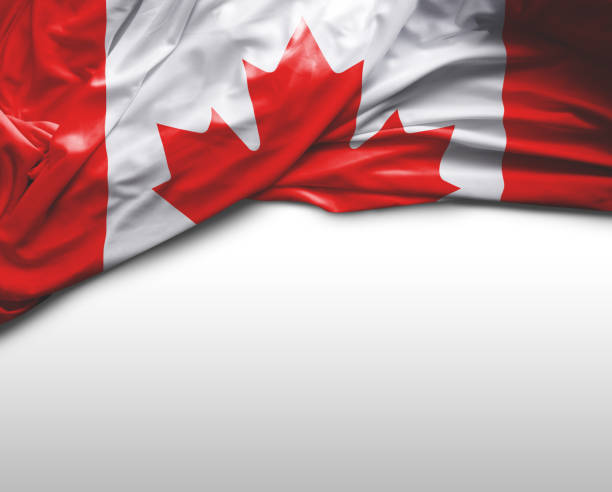 canadian waving flag - canadian flag fotos imagens e fotografias de stock