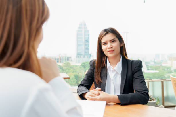 istock Businesswoman or manager interview her candidate - interview concept. 806318360