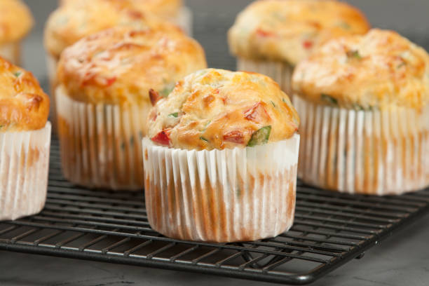 istock Home Baked Cheese And Vegetables Muffins With Pepper, Spinach, S 806323846