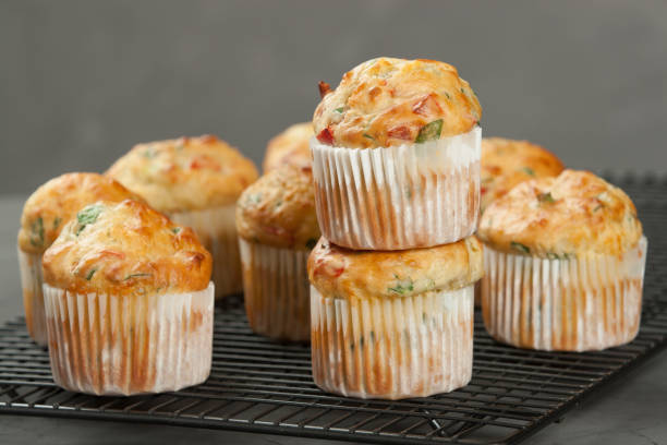 istock Home Baked Cheese And Vegetables Muffins With Pepper, Spinach, S 806325954