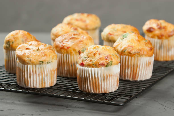 istock Home Baked Cheese And Vegetables Muffins With Pepper, Spinach, S 806328086
