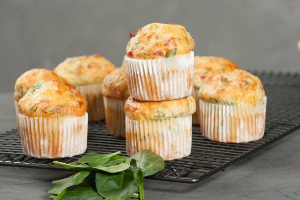 istock Home Baked Cheese And Vegetables Muffins With Pepper, Spinach, S 806328182