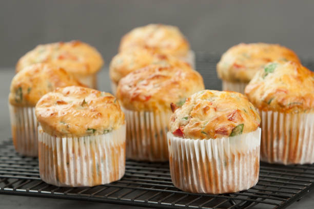 istock Home Baked Cheese And Vegetables Muffins With Pepper, Spinach, S 806328268