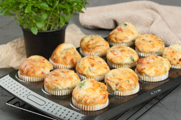 istock Home Baked Cheese And Vegetables Muffins With Pepper, Spinach, S 806328288