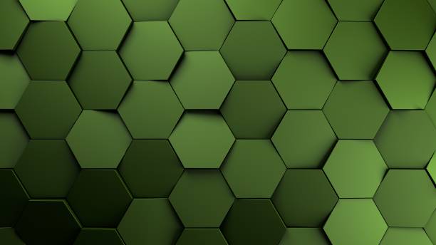 istock green displaces hexagons background.3d illustration render. 806350268