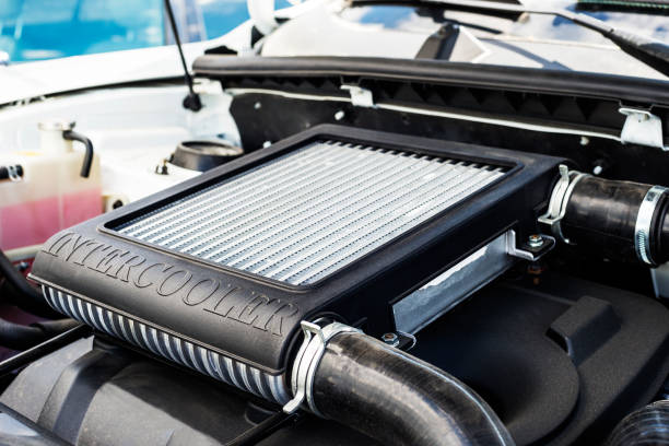 Car intercooler with shallow depth of field