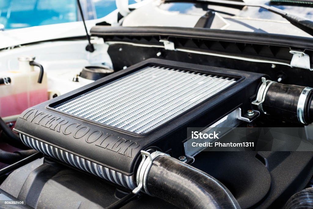 Car intercooler with shallow depth of field Horizontal new intercooler car with shallow depth of field Car Stock Photo