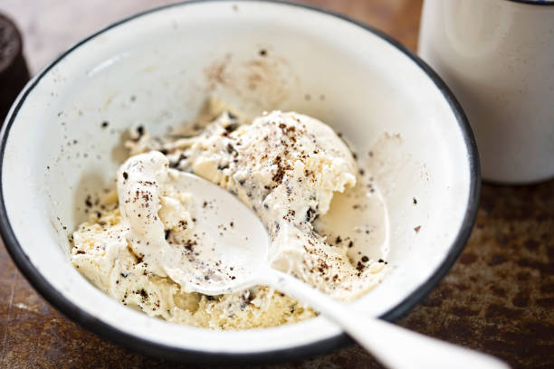 istock Cookie and cream ice cream in white bowl 806394080