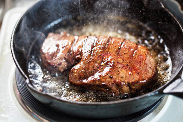 istock Angus teak fried on vegetable oil on iron cast 806396874
