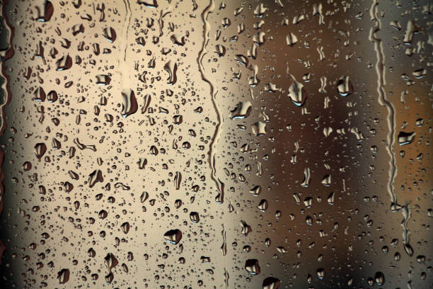 krople deszczu na szybie okienne, deszczowy dzień - cold rain parasol gray zdjęcia i obrazy z banku zdjęć