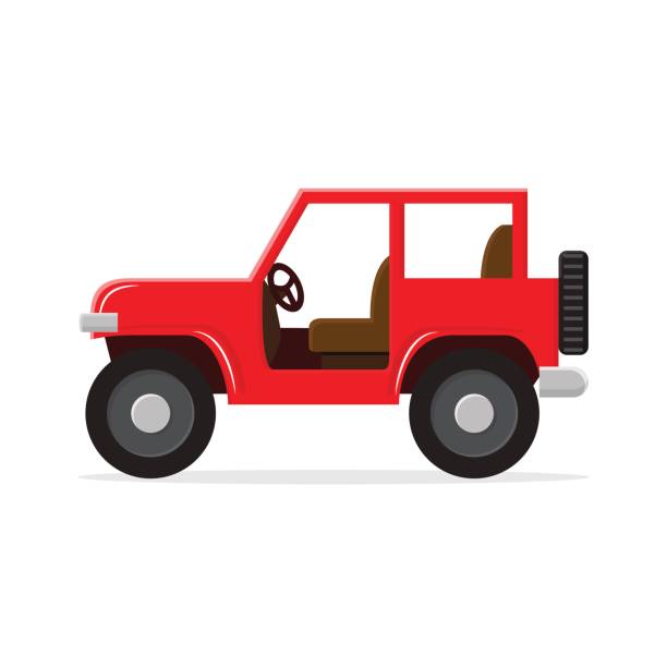 czerwony jeep odizolowany na białym - off road vehicle obrazy stock illustrations