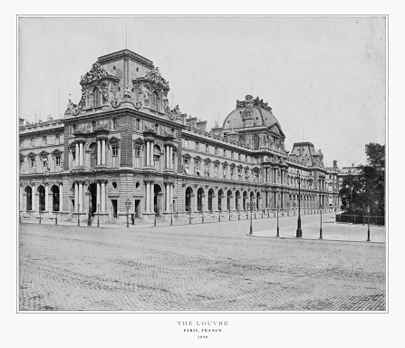 Antique Paris Photograph: The Louvre, 1893. Source: Original edition from my own archives. Copyright has expired on this artwork. Digitally restored.