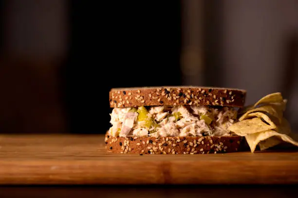 Tunafish sandwich on multigrain bread