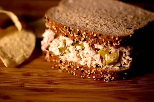 Tunafish sandwich on multigrain bread