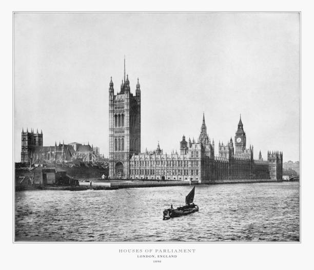 House of Parliament, London, Antique London Photograph, 1893 Antique London Photograph: House of Parliament, London, England, 1893. Source: Original edition from my own archives. Copyright has expired on this artwork. Digitally restored. parliament building photos stock pictures, royalty-free photos & images