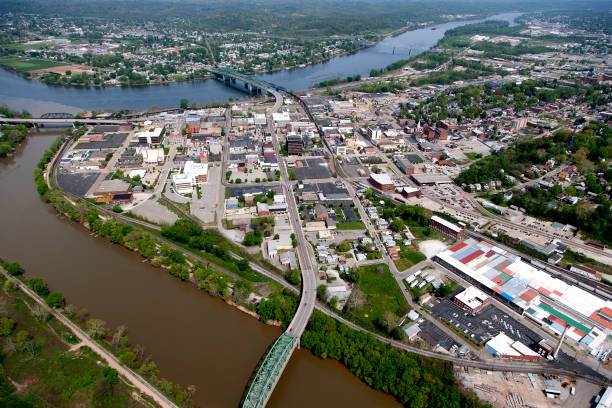 Aerial of Parkersburg West Virginia stock photo