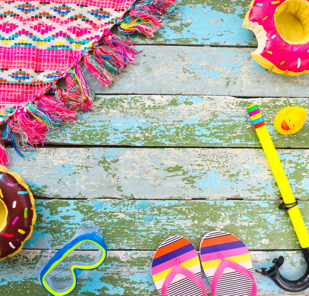 Sea vacation accessories. Travel and beach leisure concept