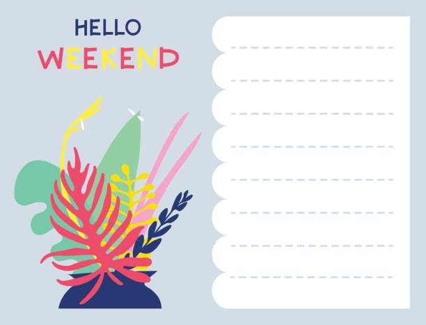 Weekend Routine Card Cartoon Lined Notebook Paper Cartoon Illustrations, Royalty-Free Vector ...