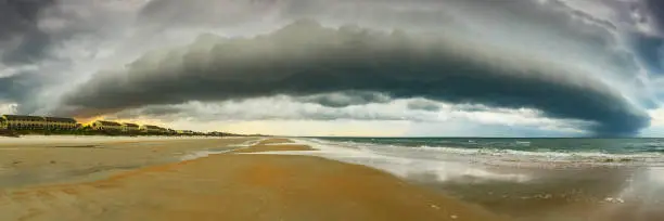 A dramatic shelf cloud over Crescent Beach near St. Augustine, Florida