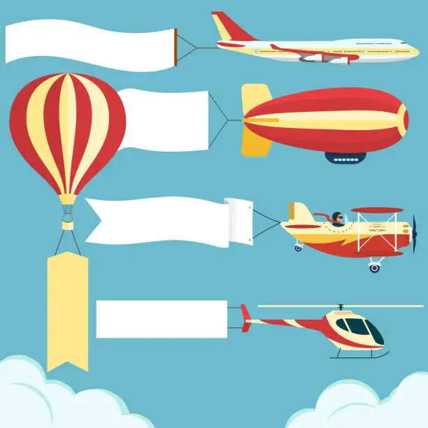 Vector illustration of Airplane with poster
