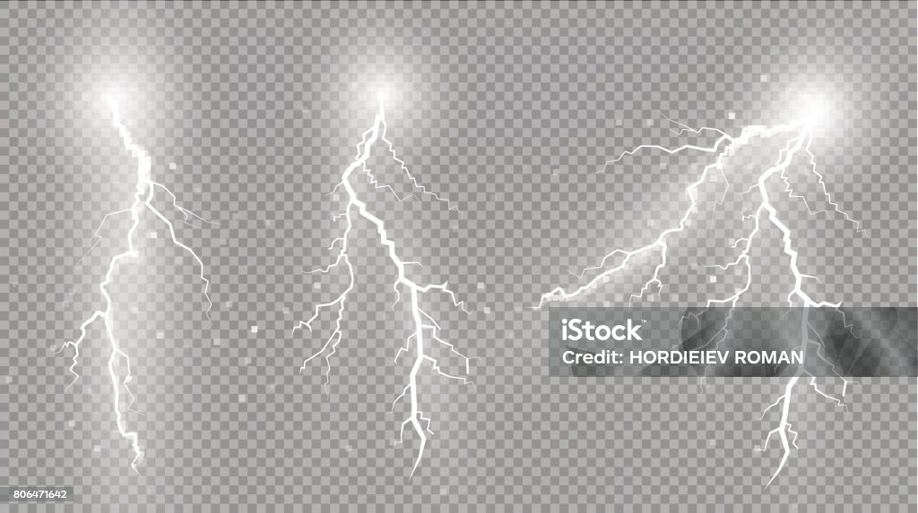 Ensemble d’éclairs. Effets de lumière magique et lumineux - clipart vectoriel de Éclair libre de droits