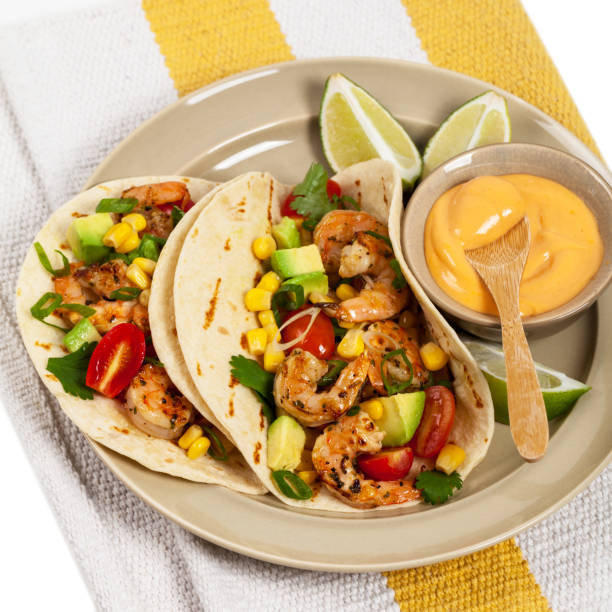 istock Shrimp Tacos with Corn and Avocado Salsa 806495162